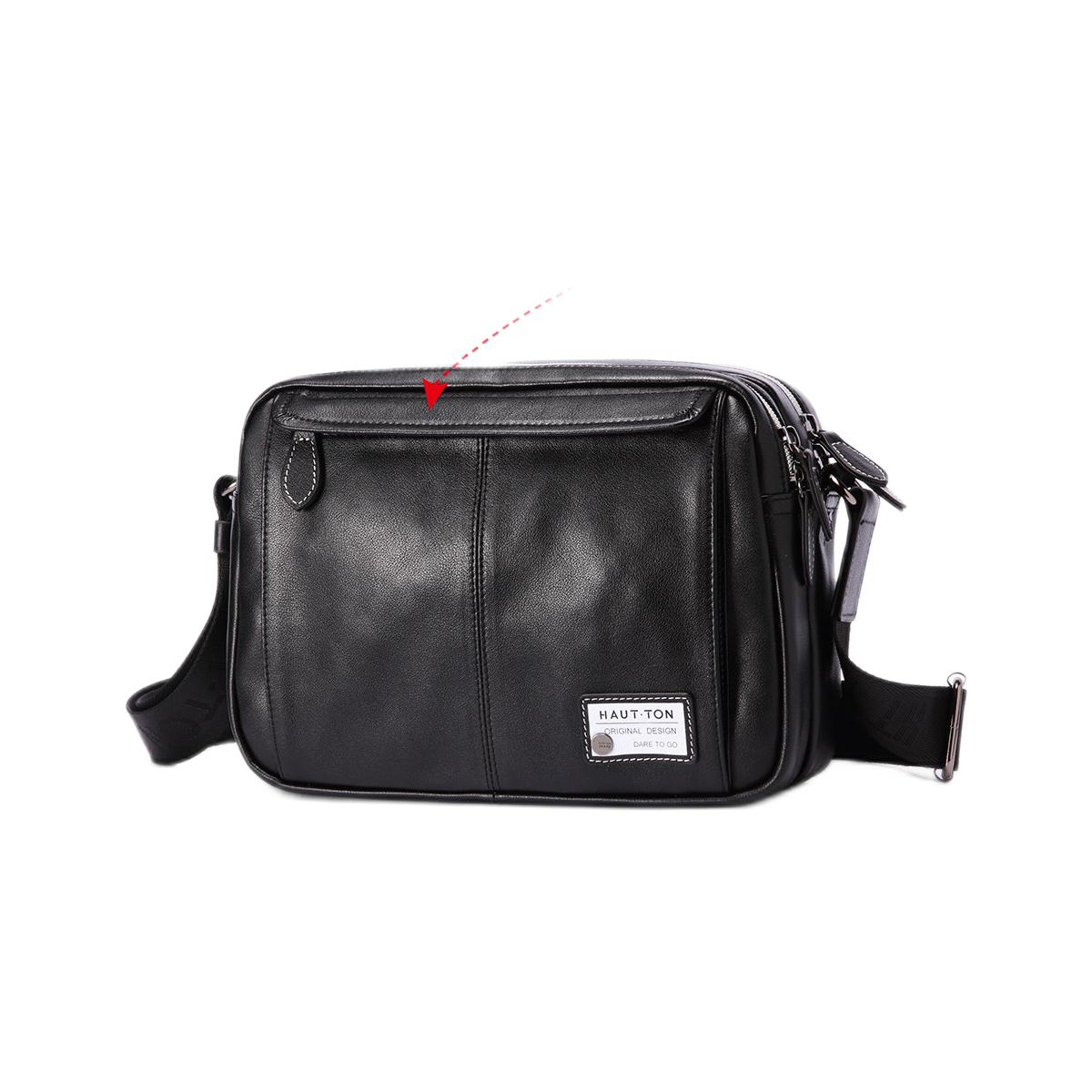 haut ton 皓顿 男士斜挎包 991cbm350100 黑色 大号
