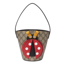 gucci古驰女包儿童帆布双gg七星瓢虫手提包水桶包666277