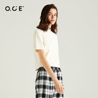 OCE 短袖T恤女2022春季新款设计感小众纯色修身显瘦百搭上衣潮流