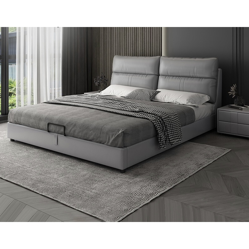 佳佰 床 皮床 简约主卧双人床 现代软靠储物婚床 1.8米1.5米高箱别墅大小户型 床+床垫+柜*1