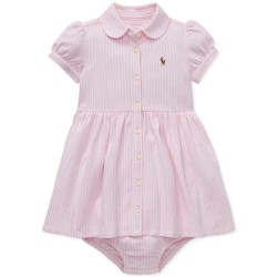 RALPH LAUREN 拉尔夫·劳伦 Baby Girls Striped Knit Oxford Dress