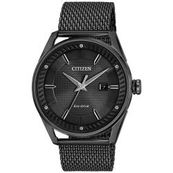 citizen西铁城mensdrivefromcitizenecodriveblackmeshstainlesssteel