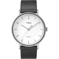 TIMEX 天美时 Fairfield 41mm Leather Strap Watch