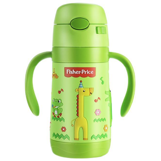 Fisher-Price FP-8628 儿童保温杯+吸管盖+学饮鸭嘴+学饮防呛吸嘴 300ml 翠绿色