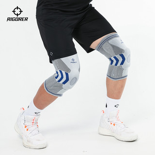 准者篮球护膝透气跑步半月板保护套运动护漆单支装膝盖护腿关节装备 灰橙 L(建议大腿围45-48CM)