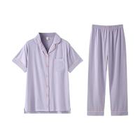 ZAO FU NIAO 造福鸟 女士短袖长裤家居服套装 F22QDF306A 丁香紫 S