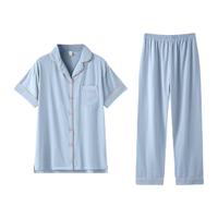 ZAO FU NIAO 造福鸟 女士短袖长裤家居服套装 F22QDF306A 天青蓝 S