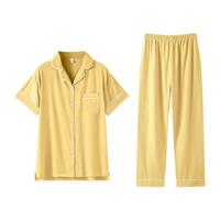 ZAO FU NIAO 造福鸟 女士短袖长裤家居服套装 F22QDF306A 日光黄 S