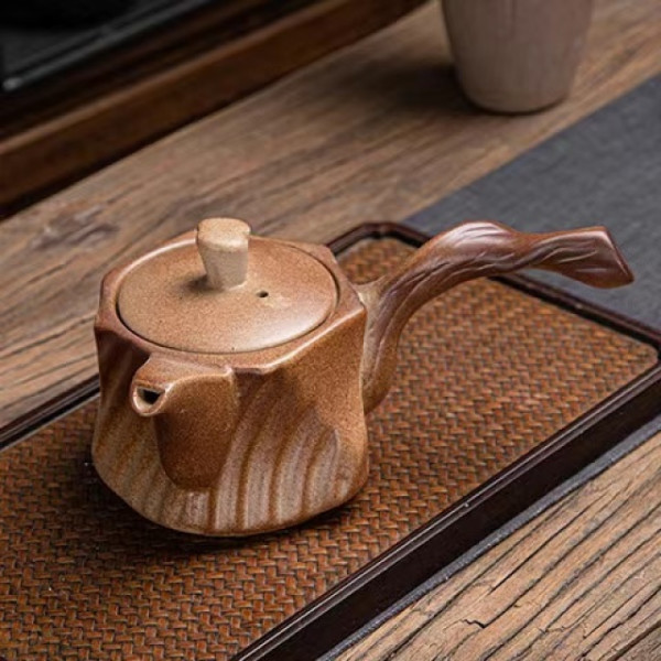 复古黄棕木桩侧把壶158x112x84cm容量170ml