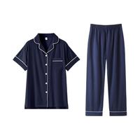 ZAO FU NIAO 造福鸟 女士短袖长裤家居服套装 F22QDF306A 浓墨蓝 S