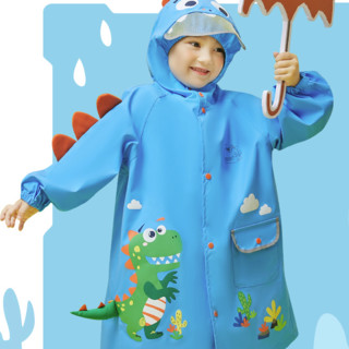 lemonkid 柠檬宝宝 LK2201004 儿童雨衣 蓝色喷火小恐龙 XL