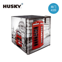HCK 哈士奇 英国HUSKY复古伦敦牛津街单门冷藏小冰箱家用卧室送人礼物网红