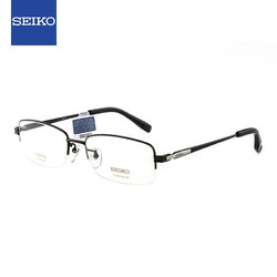 SEIKO 精工 HT01080 男士钛材配镜光学镜架 113（亮黑色/银钯色）