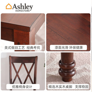 Ashley爱室丽家具 餐桌美式实木餐桌椅组合长方形饭桌简约小桌子小户型餐厅家具 一桌四椅