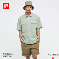 优衣库男装宽松格子工装衬衫(短袖)451147UNIQLO