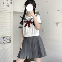 仲春二四 JK制服 鹤取中 千鸟格水手领中间服 短袖上衣