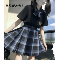 仲春二四 JK制服 黑白色衬衣 原创刺绣衬衫 短袖黑色