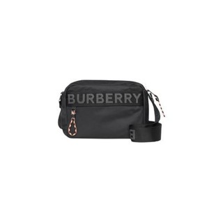 BURBERRY 博柏利 男士徽标设计尼龙斜挎包 80256691 黑色