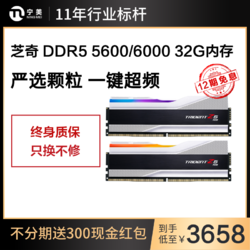 G.SKILL 芝奇 DDR5 5600/6000 32G台式机内存条幻锋戟/炫锋戟 16G*2 马甲条 十二期免息