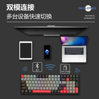 极客定制skyloong小呆冲客制化RGB可插拔驱动自定义全键宏机械键盘无轴无键帽机械键盘套件 96键 白色ABS外壳