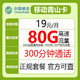 中国移动 青山卡19月租80G（50G通用+30G定向）+300分钟