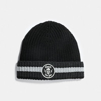 COACH 蔻驰 奢侈品 男士黑色图案冬天保暖针织帽毛线帽75940 BKHG  ONE
