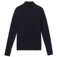 MUJI 無印良品 女士高领羊毛衫 W7AA874 海军蓝 M