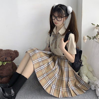 Violabella 丸子酱 JK制服 漫画熊 卡其色格裙 42cm