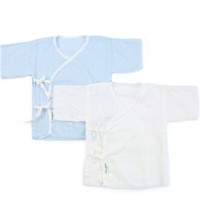 全棉时代 婴儿连体服新生儿衣服短款礼盒2件装 2件/盒 蓝色+白色