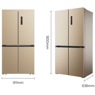 Midea 美的 BCD-505WTPZM(E) 风冷十字对开门冰箱 505L 金色