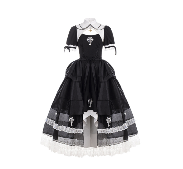 withpuji噗叽lolita洛丽塔亡灵祷告cla系修女风鱼尾裙op罩裙套装