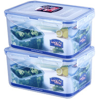 LOCK&LOCK; 大容量塑料保鲜盒套装密封便当盒餐盒饭盒冰箱收纳盒子1.1L*2