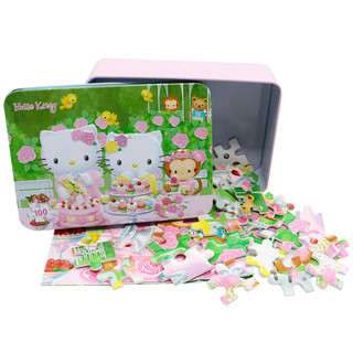 Hello Kitty 凯蒂猫 木制积木 凯蒂猫拼图40片纸质框式10儿童玩具女孩3岁5礼盒 hellokitty(6张)款