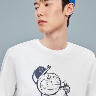 HLA 海澜之家 哆啦A梦系列 男女款圆领短袖T恤 HNTBJ2D466A 米白花纹 XL
