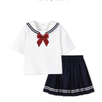 balabala 巴拉巴拉 甜心水手系列 208222119013-10101 女童连衣裙套装 本白 130cm