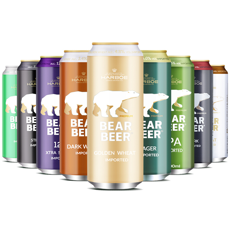 BearBeer 豪铂熊 小麦拉格黑啤高度啤酒混合装500ml*12听 礼盒装 德国进口