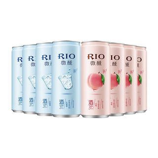 RIO 锐澳 微醺 鸡尾酒 2口味 330ml*8罐（白桃白兰地风味330ml*4罐+乳酸菌伏特加风味330ml*4罐）