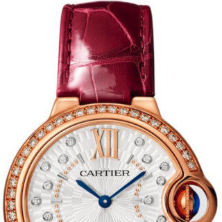 Cartier 卡地亚 BALLON BLEU DE CARTIER腕表系列 33毫米自动上链腕表 酒红色皮带款