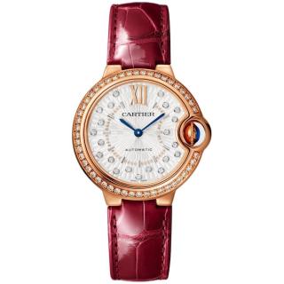 cartier卡地亚ballonbleudecartier腕表系列33毫米自动上链腕表酒红色