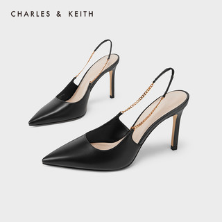 CHARLES＆KEITH春季CK1-60280333女士链条后绊带尖头高跟凉鞋婚鞋