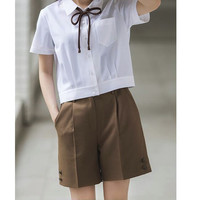 Kyouko 梗豆 JK制服 正统短西裤 女士B款卡其色 S