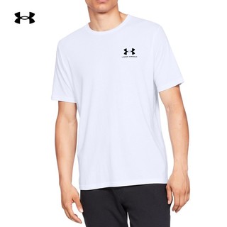 安德玛 官方UA Sportstyle男装运动训练短袖T恤男女同款1326799 白色100 男码M/女码L