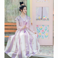 YUN CANG YUE XIU 云藏月绣 唐制汉服 花间集 唐褙子+圆领短衫+齐腰褶裙 粉紫套装