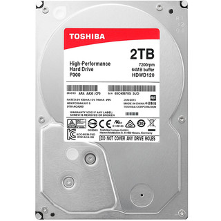 TOSHIBA 东芝 P300系列 3.5英寸 台式机硬盘 2TB (PMR、7200rpm、64MB) HDWD120