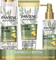 PANTENE 潘婷 Grow 强力洗发水和护发素套装,含生物素,竹和咖啡因,护理套装,毛发生长洗发水,增发护发素