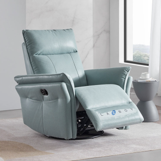 lazboy乐至宝gna613科技布沙发单人位海水蓝电动款