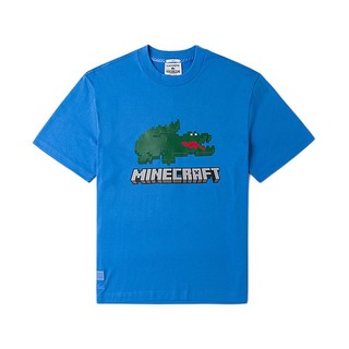 LACOSTE 拉科斯特 X MINECRAFT 男女款圆领短袖T恤 TH5038 蓝色 M