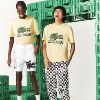 LACOSTE 拉科斯特 X MINECRAFT 男女款圆领短袖T恤 TH5038 黄色 XS