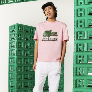 LACOSTE 拉科斯特 X MINECRAFT 男女款圆领短袖T恤 TH5038 粉色 L