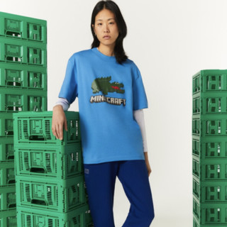 LACOSTE 拉科斯特 X MINECRAFT 男女款圆领短袖T恤 TH5038 蓝色 M